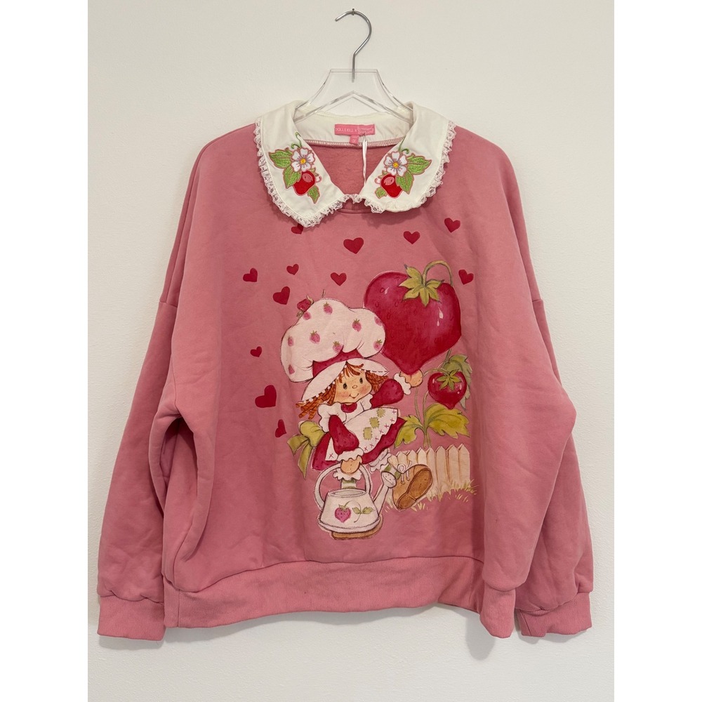 Dolls Kill x Strawberry Shortcake | Pink Pullover Collared Sweatshirt